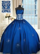  Sweetheart Sleeveless Vestidos de Quinceanera Floor Length Beading Royal Blue Taffeta