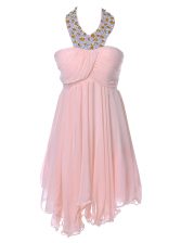 Luxury Sleeveless Backless Knee Length Beading Dress for Prom