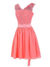 Pretty Sleeveless Lace and Sashes ribbons Zipper Prom Dresses