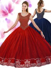 Low Price Scoop Wine Red Sleeveless Beading and Appliques Floor Length Quinceanera Dresses