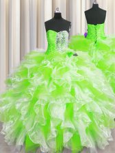  Multi-color Sweetheart Lace Up Beading and Ruffles Sweet 16 Quinceanera Dress Sleeveless