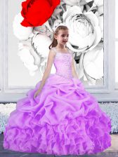 Trendy Pick Ups Floor Length Ball Gowns Sleeveless Hot Pink Toddler Flower Girl Dress Lace Up