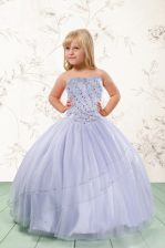 Custom Made Sleeveless Beading Lace Up Little Girls Pageant Gowns