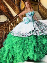 Gorgeous Sweetheart Lace Up Appliques and Embroidery and Ruffles 15 Quinceanera Dress Sleeveless