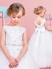 Top Selling Scoop Floor Length Ball Gowns Sleeveless White Toddler Flower Girl Dress Zipper