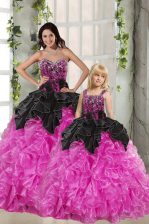 Fitting Sleeveless Beading and Ruffles Lace Up Quinceanera Dresses
