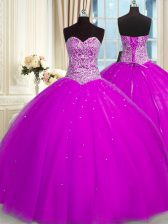 Perfect Organza Sleeveless Floor Length 15 Quinceanera Dress and Beading and Sequins