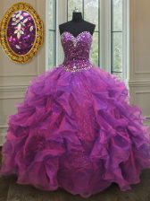 Delicate Purple Sweetheart Lace Up Beading and Ruffles and Sequins Quinceanera Dresses Sleeveless