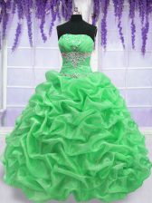 Clearance Quince Ball Gowns Military Ball and Sweet 16 and Quinceanera with Beading Strapless Sleeveless Lace Up