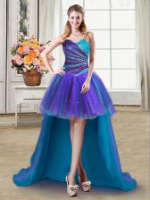  High Low Ball Gowns Sleeveless Multi-color Prom Evening Gown Lace Up