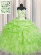 Suitable Ball Gowns 15 Quinceanera Dress Sweetheart Organza Sleeveless Floor Length Lace Up