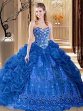  Pick Ups Ball Gowns Sleeveless Royal Blue 15 Quinceanera Dress Court Train Lace Up