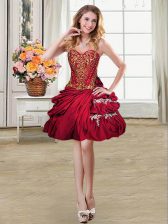  Taffeta Sleeveless Mini Length Prom Gown and Beading and Appliques and Pick Ups