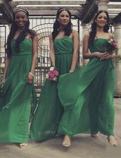  Floor Length Zipper Prom Evening Gown Green for Prom and Party with Ruching