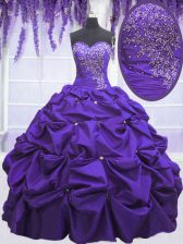  Pick Ups Floor Length Ball Gowns Sleeveless Purple Vestidos de Quinceanera Lace Up