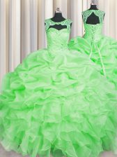  Scoop Sleeveless Floor Length Beading and Pick Ups Lace Up 15 Quinceanera Dress