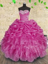 Cheap Sleeveless Lace Up Floor Length Beading and Appliques and Ruffles and Ruching Quinceanera Gowns