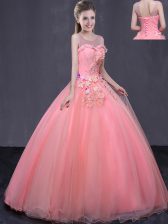 High Class Floor Length Watermelon Red Sweet 16 Quinceanera Dress Scoop Sleeveless Lace Up