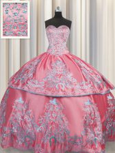 Custom Made Sleeveless Lace Up Floor Length Beading and Embroidery 15th Birthday Dress