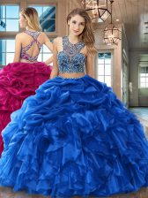Glorious Pick Ups Floor Length Royal Blue Vestidos de Quinceanera Scoop Sleeveless Criss Cross