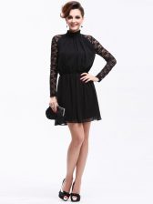  Black Sleeveless Lace Knee Length Prom Dress