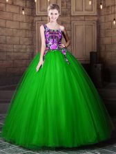  Floor Length Quinceanera Gowns One Shoulder Sleeveless Lace Up