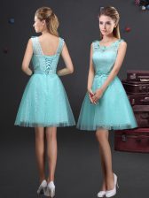  Scoop Sleeveless Lace and Appliques and Belt Lace Up Court Dresses for Sweet 16