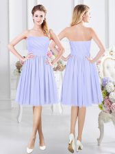  Lavender Sleeveless Chiffon Side Zipper Dama Dress for Quinceanera for Prom and Party and Wedding Party