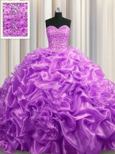Exceptional Pick Ups With Train Lilac Ball Gown Prom Dress Sweetheart Sleeveless Court Train Lace Up