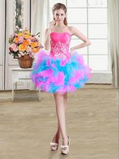  Multi-color Ball Gowns Beading and Ruffles Prom Dress Zipper Organza and Tulle Sleeveless Mini Length