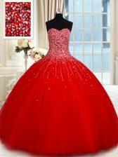  Sleeveless Lace Up Floor Length Beading Sweet 16 Quinceanera Dress