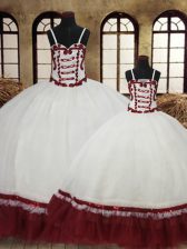  White 15 Quinceanera Dress Military Ball and Sweet 16 and Quinceanera with Beading Straps Sleeveless Lace Up