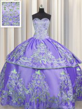  Lavender Lace Up Sweet 16 Quinceanera Dress Beading and Embroidery Sleeveless Floor Length