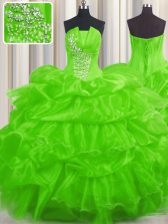  Lace Up Quinceanera Gowns Beading and Ruffled Layers and Pick Ups Sleeveless Floor Length