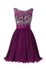  Purple Prom Party Dress Prom and Party with Beading and Sashes ribbons Scoop Sleeveless Zipper