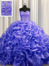  Sleeveless Court Train Lace Up With Train Beading and Pick Ups Quinceanera Gown