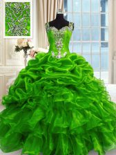  Sleeveless Lace Up Floor Length Beading and Ruffles and Pick Ups Quince Ball Gowns