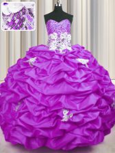 Fashionable Lilac Sweetheart Neckline Appliques and Sequins and Pick Ups 15 Quinceanera Dress Sleeveless Lace Up