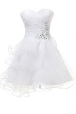 Adorable White Criss Cross Sweetheart Appliques Homecoming Dress Tulle Sleeveless