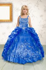 Custom Design Sleeveless Beading and Appliques and Pick Ups Lace Up Girls Pageant Dresses