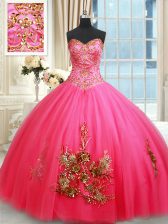 Edgy Sleeveless Lace Up Floor Length Beading and Appliques Sweet 16 Quinceanera Dress