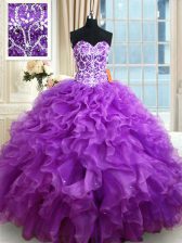  Purple Sleeveless Beading and Ruffles Floor Length Vestidos de Quinceanera