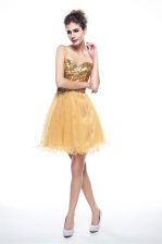 Amazing Sleeveless Beading and Sequins Side Zipper Prom Gown