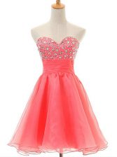  Zipper Prom Evening Gown Watermelon Red and In with Beading