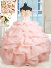 Fantastic Pick Ups Floor Length Baby Pink Ball Gown Prom Dress Sweetheart Sleeveless Lace Up