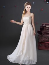 Most Popular White Zipper Sweetheart Lace and Appliques Quinceanera Dama Dress Chiffon Sleeveless