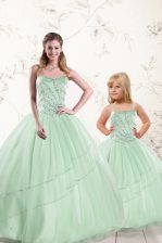  Apple Green Sleeveless Beading Floor Length Quinceanera Gown