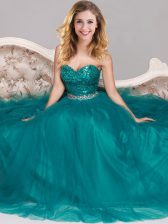  Peacock Green Dress for Prom Prom with Sequins Sweetheart Sleeveless Zipper