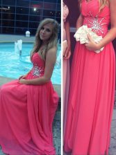  Hot Pink Sweetheart Neckline Beading Prom Evening Gown Sleeveless Backless