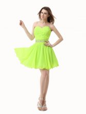  Sweetheart Sleeveless Evening Dress Knee Length Beading Green Organza
